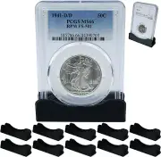 Pineapple 10 Pack Coin Display Stand Slab Holders PCGS NGC Storage (Black)