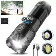 Rechargeable High Lumens, Super Bright Flashlights with COB Work Light, High ...