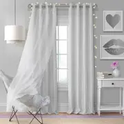Elrene Home Fashions Aurora Kids Room Darkening Layered Sheer Curtain Panel, 52 x 63