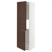 METOD hi cab f fridge or freezer w 2 drs, white/Sinarp brown, 60x60x200 cm
