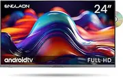 ENGLAON Frameless 24 Inch Full HD TV 12V with LED Android Smart Display with Built-in DVD Player & Chromecast for Caravan Motorhome Camper and RV