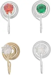 [OATIPHO] 4pcs Shiny Pierced Ear Clips Hypoallergenic Cartilage Earrings Flat Back Earring Cuffs for Women