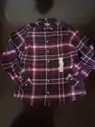 NWT SONOMA PLAID BUTTON UP COLLARED FLANNEL TOP SHIRT SZ S