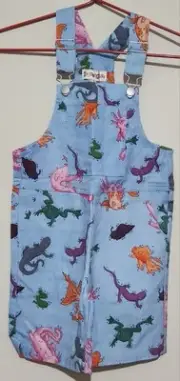Dangerfield Kids Pond Life Dungarees Overalls Axolotl New with Tags Size 5