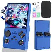 128G 40000 in 1 V40 MAX Handheld Game Console 4.0 inch IPS Screen Mini Retro Console 3800mAh Portable Pocket Arcade 45 Mainstream Emulator (Blue)