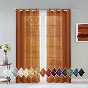 Dainty Home Melrose Spice Solid Sheer Curtains - Elegant Light Filtering Drapes for Modern Living Room & Bedroom - 110" W x 84" L - Set of 2 - Ideal Sheer Curtain Panels for Stylish Home Decor