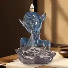 Backflow Incense Burner Ceramic Censer Desktop Incense Holder Blue Elf for Table