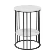 Coffee Table 2-Tier Round Marble Effect