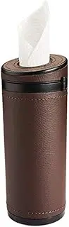 MiOYOOW Car Tissue Tube, Cylinder Tissue Box Diameter 2.75'' PU Leather Round Tissues Container for Car Cup Holder, Up to 30 Count Tissue