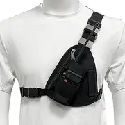 LSENG Radio Chest Harness Shoulder Radio Holster Chest Pack Adjustable Single Radio Pouch Two-Way Radio Holster for Motorola Radios and BAOFENG Walkie Talkies etc.