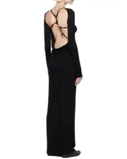 Acne Studios Open Back Crewneck Maxi Dress XS,L,M black