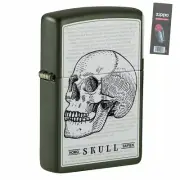 Zippo 49602 Skull Page Design Green Matte Pocket Lighter + FLINT PACK