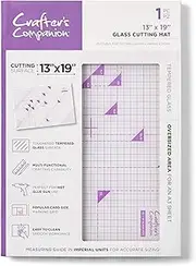 Toughened Glass Cutting Mat (13” x 19”) - Easy Clean Smooth Surface for Gluing & Inking - Multi-Functional Crafting Capabilities - Includes Popular Card Sizes for Easy Measures by Crafter’s Companion