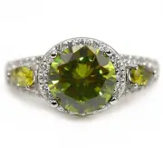 3CT Peridot & Topaz 925 Solid Genuine Sterling Silver Ring Jewelry Sz 8