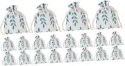 Cabilock 2sets Jewelry Bags Leaf Pattern Burlap Drawstring Bags for Party Favors Small Sachet Travel Pouches Candy Treats 10-pack 10pcs*2