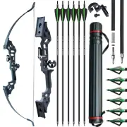 51" Archery 50lbs Takedown Recurve Bow Set Hunting Carbon Arrow Quiver Hunting