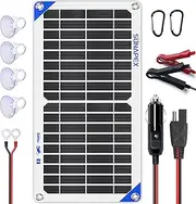 10W 12V Portable Solar Battery Charger & Maintainer - Solar Panel-Built - in Intelligent Charge Controller-Solar Powered Charger for Automobile Car RV, etc