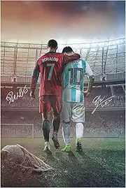 wrlgz Soccer Legend Superstar CR7 Messi Poster Canvas Sports Wall Art Print Posters Modern Home Bedroom Decor for Men Boys Teens Soccer Fans Unique Memorabilia Gift, 16" X 24" No Frame