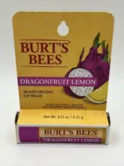 Burt's Bees Dragnonfruit Lemon Moisturizing Lip Balm New