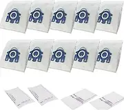 Vacuum Bags GN Air Clean Bags Compatible with Miele Classic C1,Complete C1,Complete C2, Complete C3, 3D Efficiency Bags with Protection Filters & AirClean Filter (10 Pack Dust Bags + 4 Set Micro Air Filters)