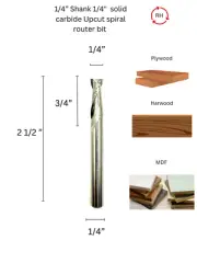 PRO SERIES 1/4" Solid Carbide Upcut Bit - CNC Precision Router Tool - Fast Chip