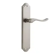 Iver Stirling Door Lever Handle on Shouldered Backplate Satin Nickel