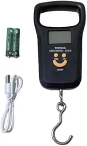 [Aussi Valup] Portable Luggage Scale - 0.01kg-50kg High Precision, LCD Backlit, 3 Power (Type-C/USB), 4 Units, Tare & Ergonomic Handle - Lightweight Travel Scale for Suitcases (1, 50kg Black)