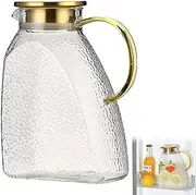 Fridge Door Water Jug with Handle, Fridge Door Water Pitcher for Hot/Cold Water, Glass Jug Glass Pitcher with Lid, Iced Tea Pitcher, Glass Water Pitcher for Iced Tea, Juice, Lemonade Tea by Mruyhtop