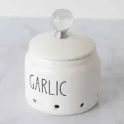 New Rae Dunn INSPIRED Farmhouse GARLIC KEEPER CANISTER Jar Crock Container