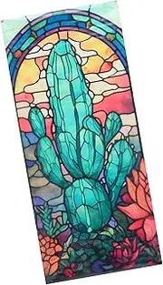 LIFKICH Retro Window Privacy Film Static Cling Stained Glass Design for Smooth Glass Surfaces for Bathroom Office Home Decoration Non Adhesive Material