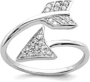 [JewelryWeb] 925 Sterling Silver Solid Polished CZ Simulated Diamond Adjustable Arrow Ring Band Style-Ring for Women