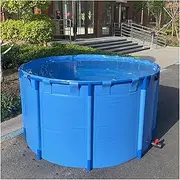Above Ground Ponds, Circular Thickening Canvas Fish Pond with Bracket, Large Collapsible Pool, for Aquaculture, Koi Breeding, and Irrigation(1.3x0.8m)