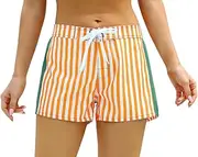 [unitop] Women's Swim Shorts Quick Dry Summer Beach Drawstring Board Shorts Swimwear with Pockets