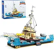 Shark Ship Building Block Set. STEM Toys Collectible Display Model Kit for Boys and Girls Over 6 Years Old, Sea Animal Toys Creative Boat Themed Birthday Christmas New Year's Gifts- (1109 Pieces)