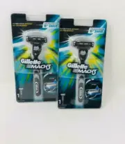 2x Gillette Mach3 Razor Blade Handle Include Refill Cartridge Gel Strip Glides