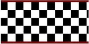 Checkered Flag Cars Wallpaper Border-6 Inch (Red Edge)