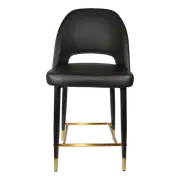 Durafurn 650mm High Black Vinyl Semifreddo Counter Stool with Black Metal Legs