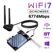 PCIe WiFi Card WiFi 7 QCNCM865 Tri-band Desktop WiFi Bluetooth Adapter Win 11 PC