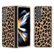 Leopard Pattern Pu+hard Pc Case For Samsung Galaxy Z Fold5 5g, Nano Electroplating Phone Cover