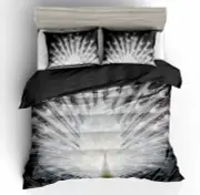 3D White Peacock Simple Pattern Quilt Cover Set Bedding Sets Pillowcases 64