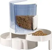 Automatic Cat Dog Feeder and Water Dispenser, Rotating Storage Pet Food Dispenser, 1.3lbs Food, 1.3 Liters Water, Large Capacity Food Bowls Set for Small Medium Pets