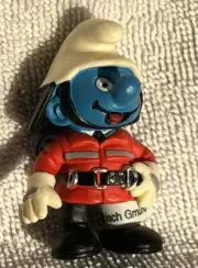 Smurfs Fireman Firefighter Smurf 20465 PVC Figure Figurine Toy Vintage w/tag