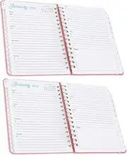 JEWEDECO 2pcs Daily Planner Books Monthly Weekly Schedule Notebook Academic Calendar for Efficient Management for Office Home Use