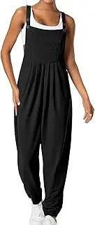 [ihreesy] Women’s Overalls Sleeveless Waffle Grid Jumpsuit with High Waist for Elegant Style
