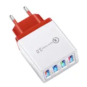 3.1A 4USB LED Light Fast Charging USB Charger Adapter For iPhone 8Plus XS 11Pro Huawei P30 Pro Mate 30 Oneplus 7 RED COLOR