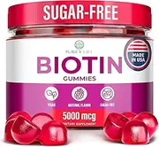 Anti Aging Biotin Gummies for Hair Growth, Skin, and Stronger Nails |Bulk - 90 Gummies| Pectin-Based Multivitamin Supplement for Adult Men and Women with Vitamin A, B6, B12, C, D6, E, Zinc - 5000 Mcg