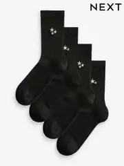 Sparkle Stars Embroidered Motif Ankle Socks 4 Pack (B56592) | $23