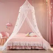 Beyeutao Princess Bed Canopy Star Light Curtain Mosquito Net Playing Games House White Dome Bedroom Decoration Girls Daughter Present for Baby Kids Boys Gift. (White), 65 x 270x 1000 cm (PP2777)
