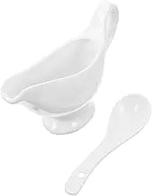 MAGICLULU Gravy Boat Dinnerware Mini Sauce Pitchers Milk Creamer Pitcher Mini Porcelain Pitcher Mini Milk Pourer Syrup Pitcher Pouring Spout Bowl Mini Creamer Pitcher White Ceramics