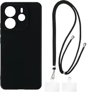 Crossbody/Neck Strap TPU Phone Case Combo Compatible with Xiaomi Redmi Note 14 4G 163MM, Shockproof Protective Cover with Adjustable Lanyard